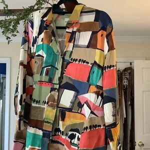 NIC+ZOE Multicolor Abstract Button Down Shirt